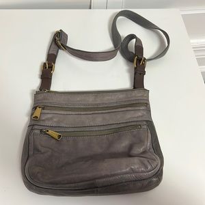 Fossil Gray Explorer Leather Crossbody